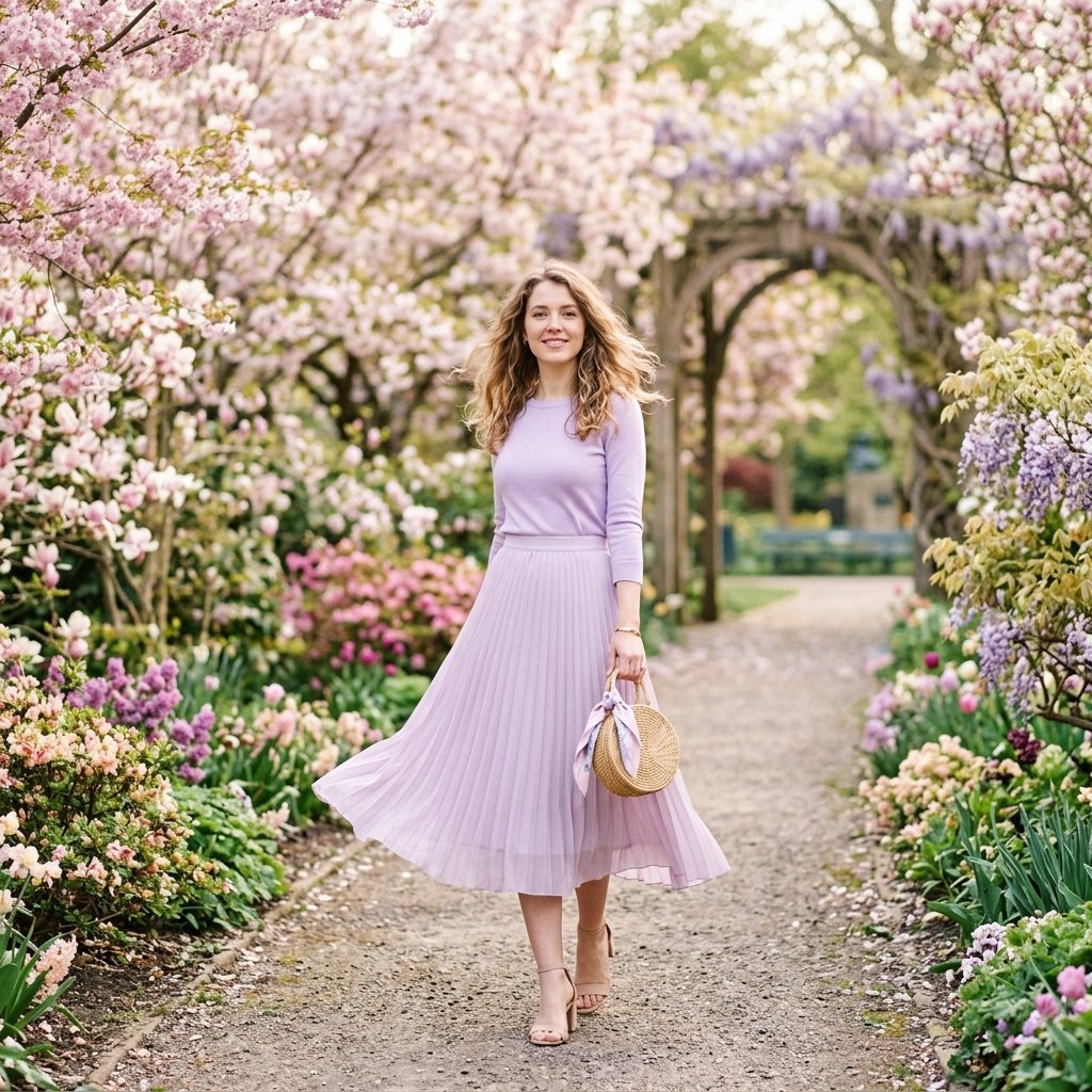 Pastel spring skirt outfits