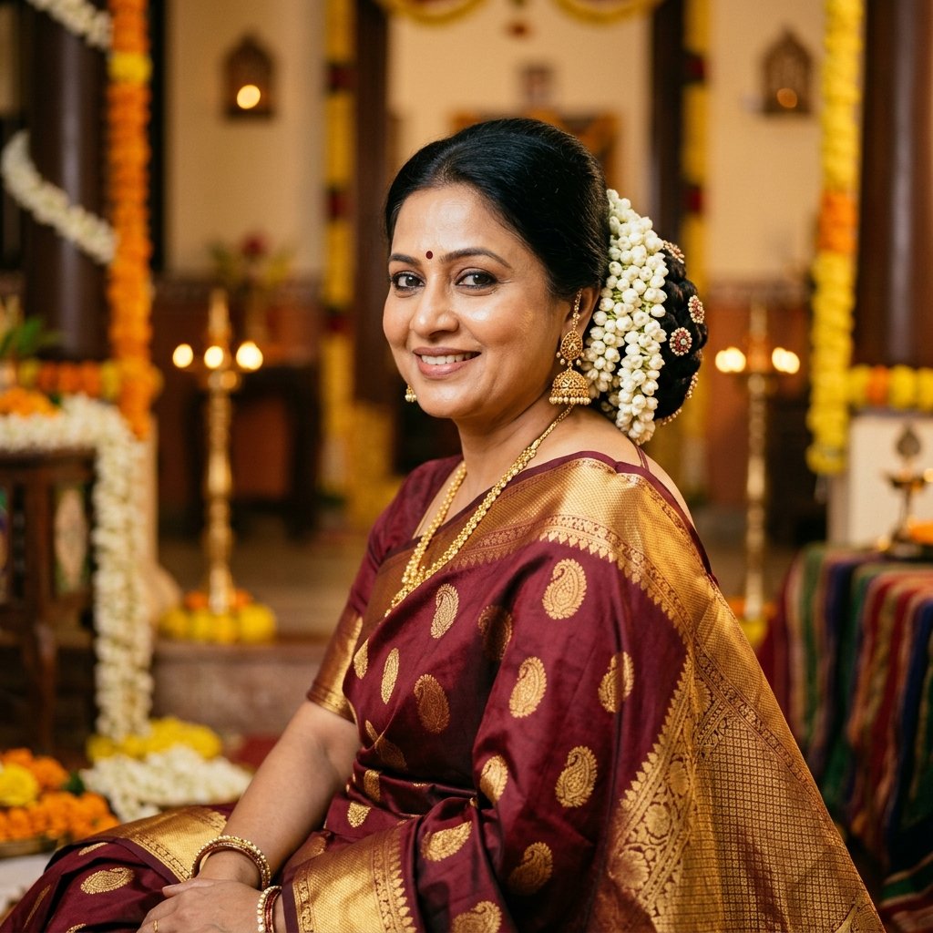 Gajra Hairstyles for Saree