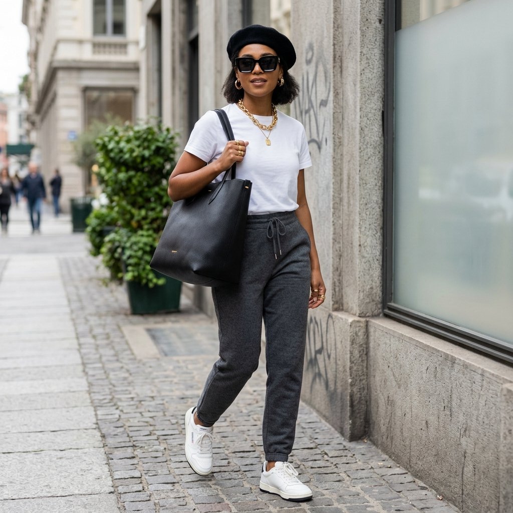 30 Best Outfit Ideas Sweatpants to Elevate Your Everyday Look 17 Sweatpants with Statement Accessories Outfit Ideas