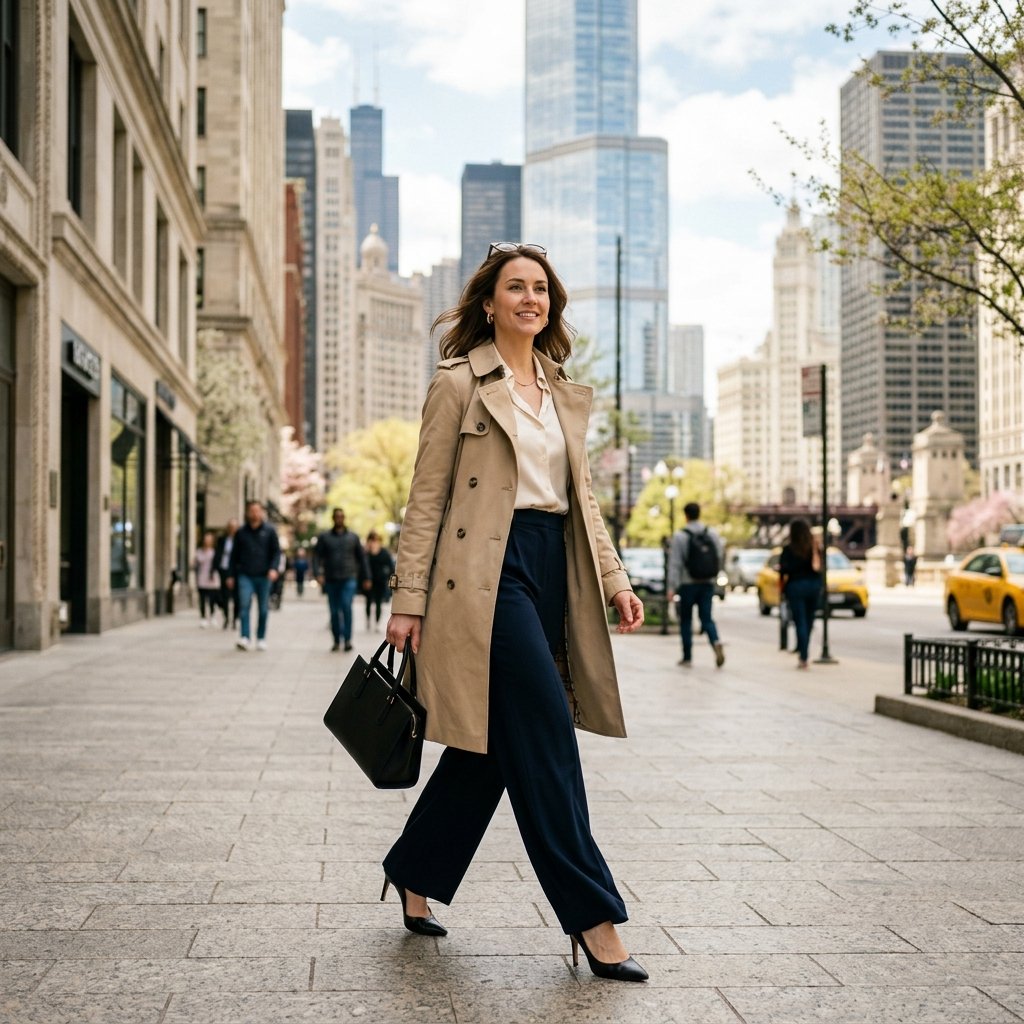 Chicago Spring Trench Coat Outfits