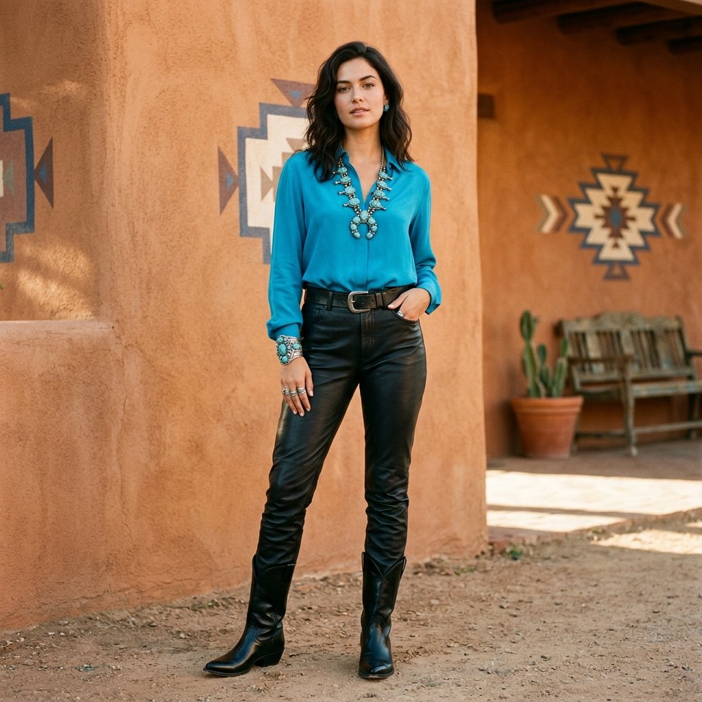 Turquoise and Leather Outfits Ideas