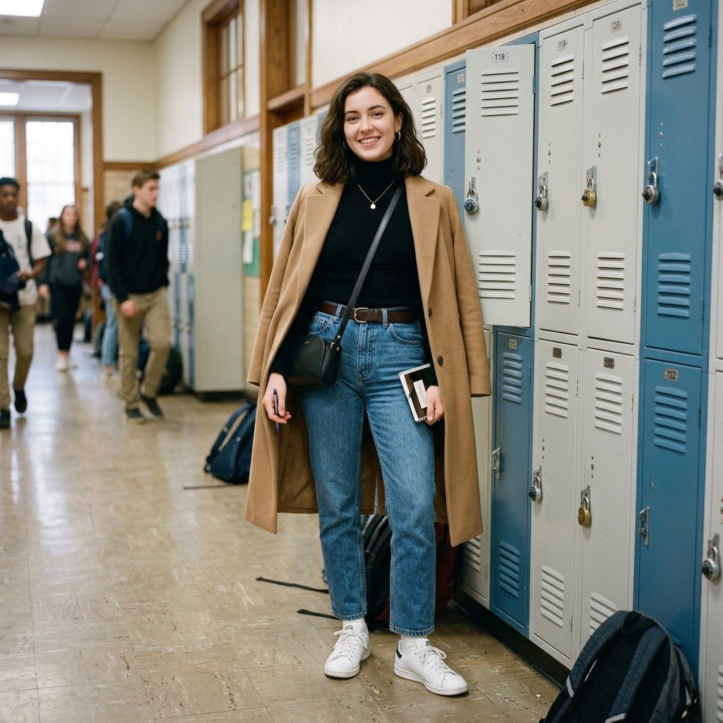 Turtleneck and Jeans outfit ideas winter school