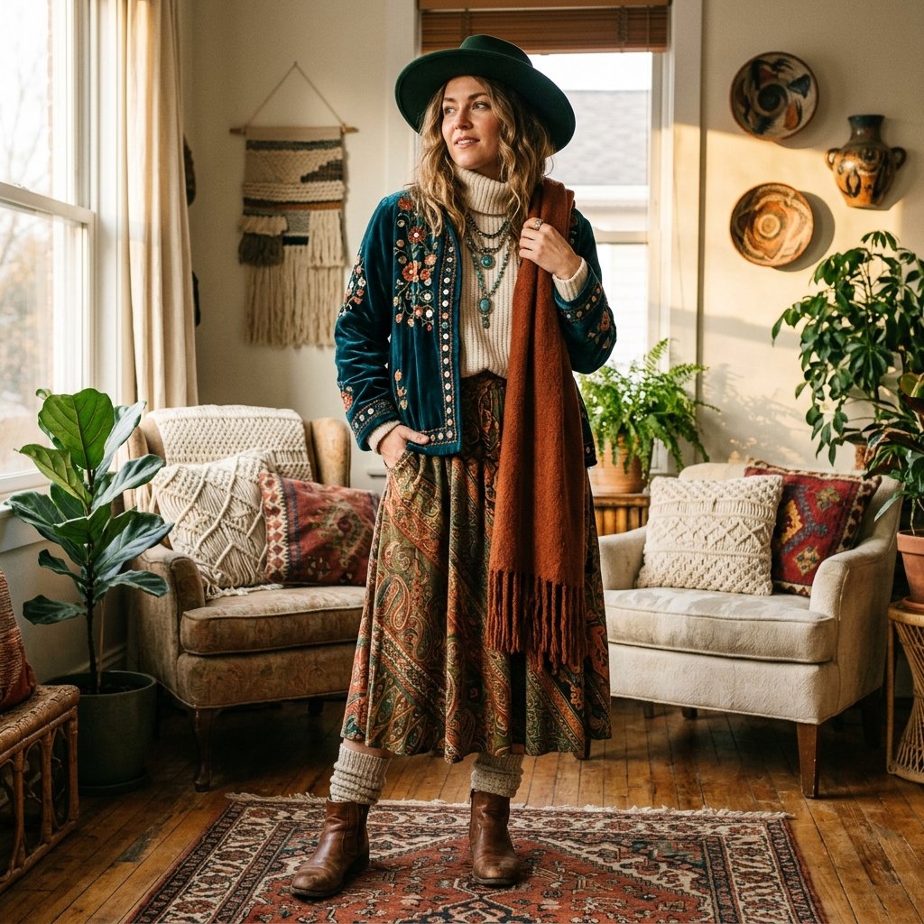 Boho-Inspired Winter Layering