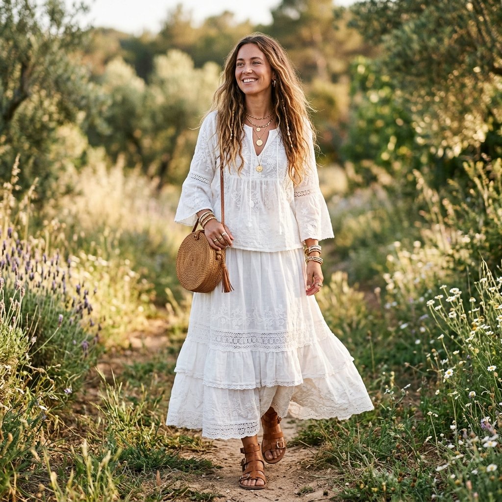 White Outfit Ideas: 30 Creative Looks to Inspire Your Next Stunning Style 21 White Outfit Idea White Bohemian Ideas
