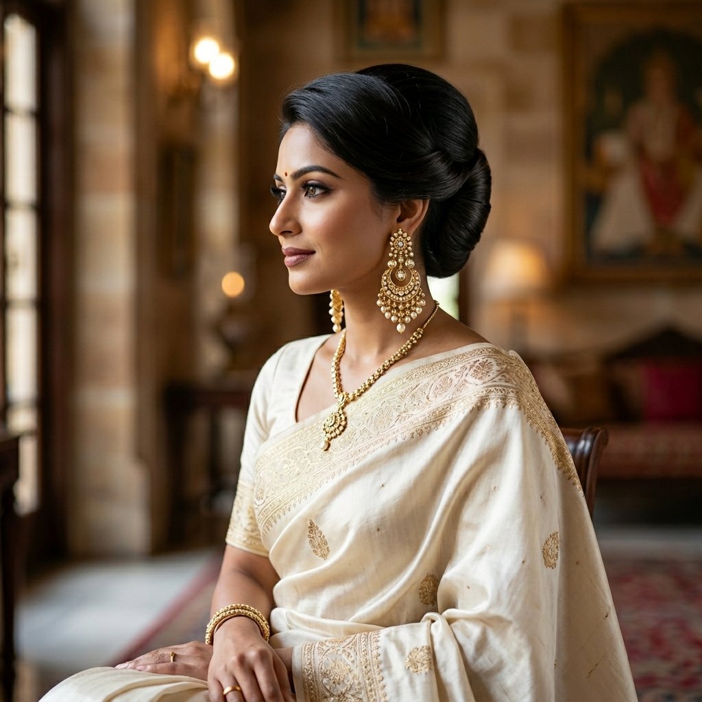 French Twist Hairstyles for Saree