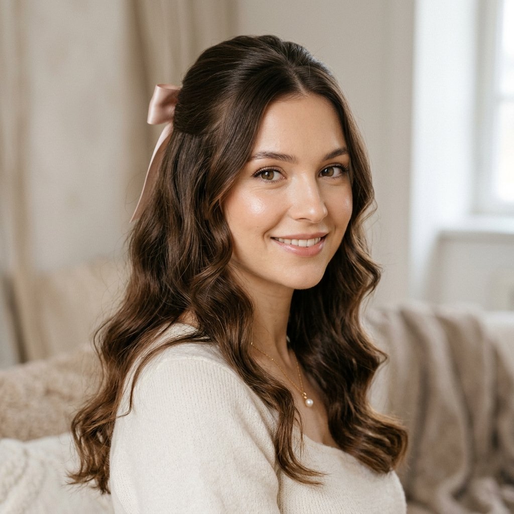 30 Trendy Hairstyles with Bows to Refresh Your Look 4 Half Up Half Down Bow Hairstyles