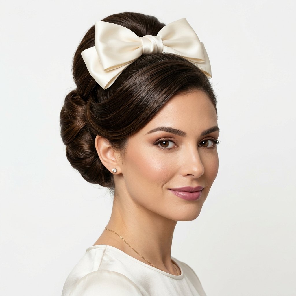 30 Trendy Hairstyles with Bows to Refresh Your Look 2 Bow Updo Hairstyles