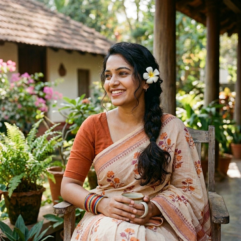 Casual Hairstyle for Saree