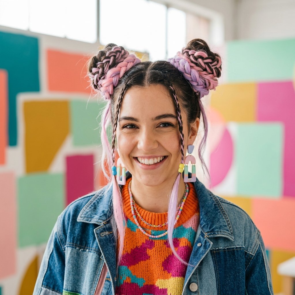 Space Bun hairstyles to do with braids Ideas