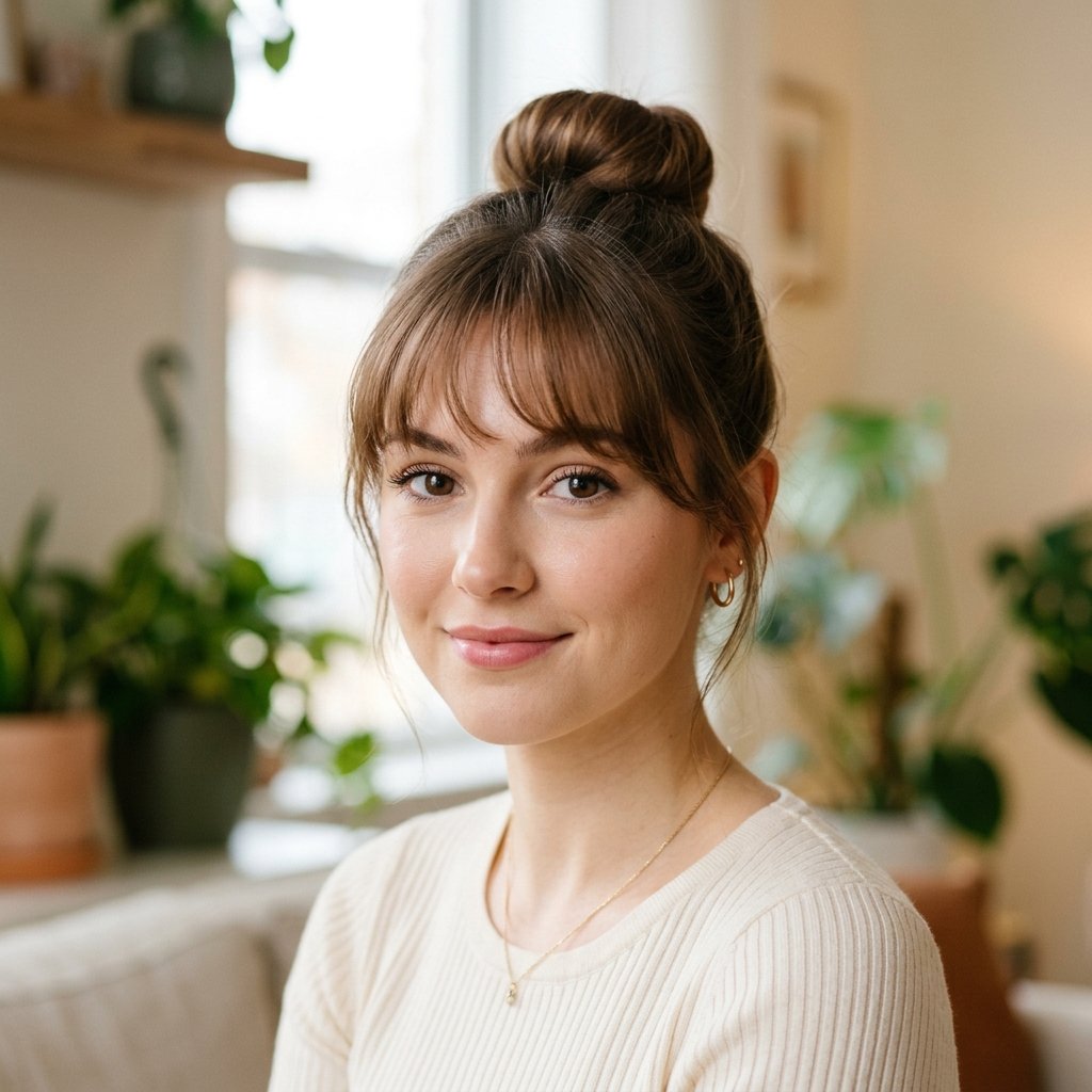 Bun Hairstyles with Bangs