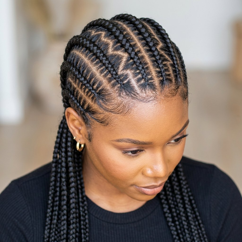 All Back Cornrows Hairstyles Ideas 30 Stunning Looks That Will Absolutely Transform Your Style 11 All Back Cornrows with Zigzag Parts Hairstyles Ideas