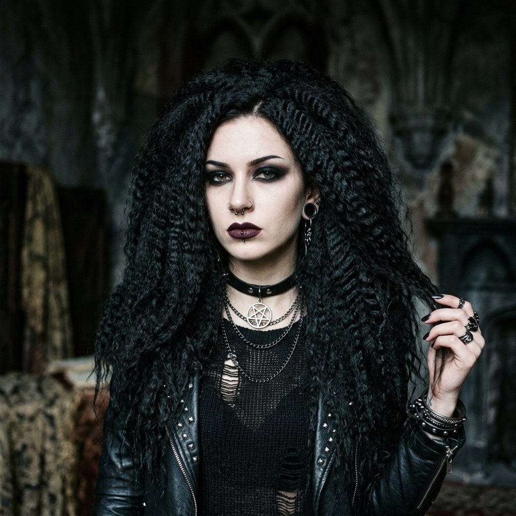 30 Goth Hairstyles Ideas: The Ultimate Guide to Dark and Dramatic Hair 5 Crimped Texture goth hairstyles Idea