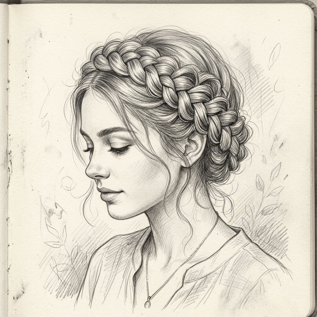Crown Braid Drawing Ideas