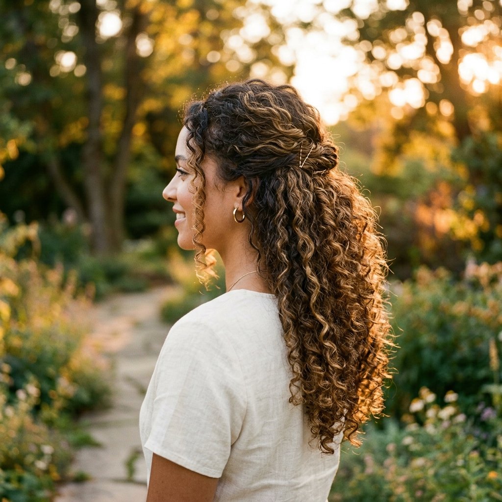 30 Hairstyles for Curly Hair Ideas That Will Transform Your Look 5 Half Up Half Down hairstyles for Curly Hair Ideas