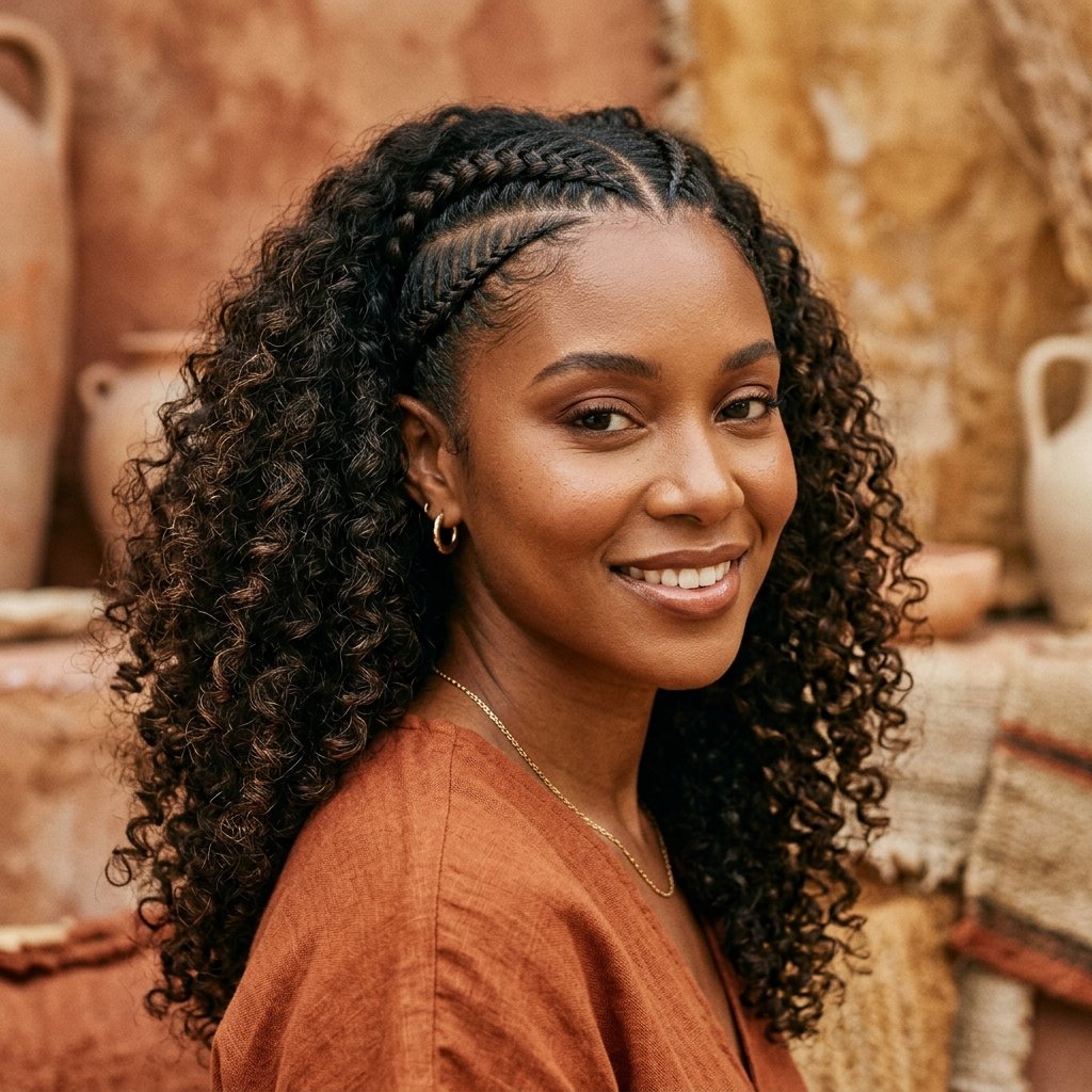Curly Hair with Braids Hairstyles with Curled Hair