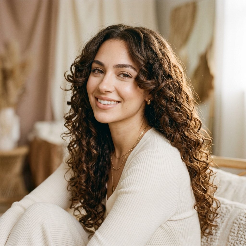 Curly Hair with Face-Framing Layers Ideas