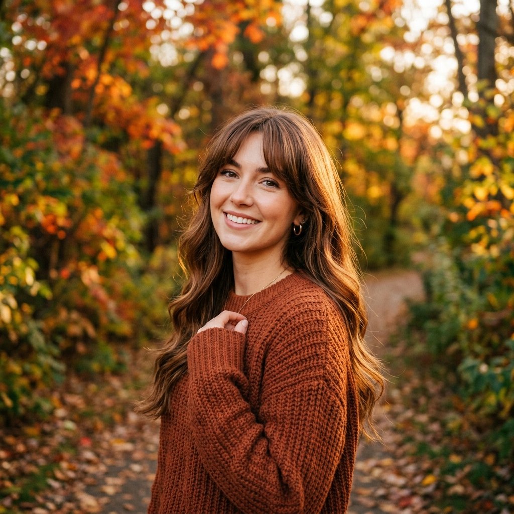 Fall Hairstyle with Curtain Bangs