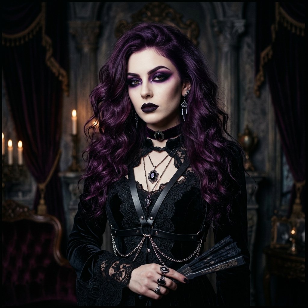 30 Goth Hairstyles Ideas: The Ultimate Guide to Dark and Dramatic Hair 19 Deep Purple goth hairstyles Idea