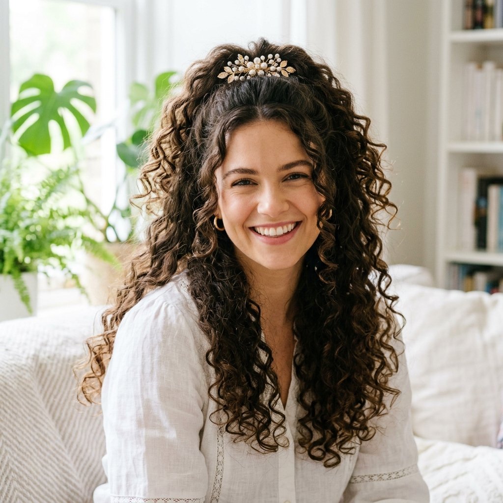 Half-Up Half-Down Curly Hair Ideas