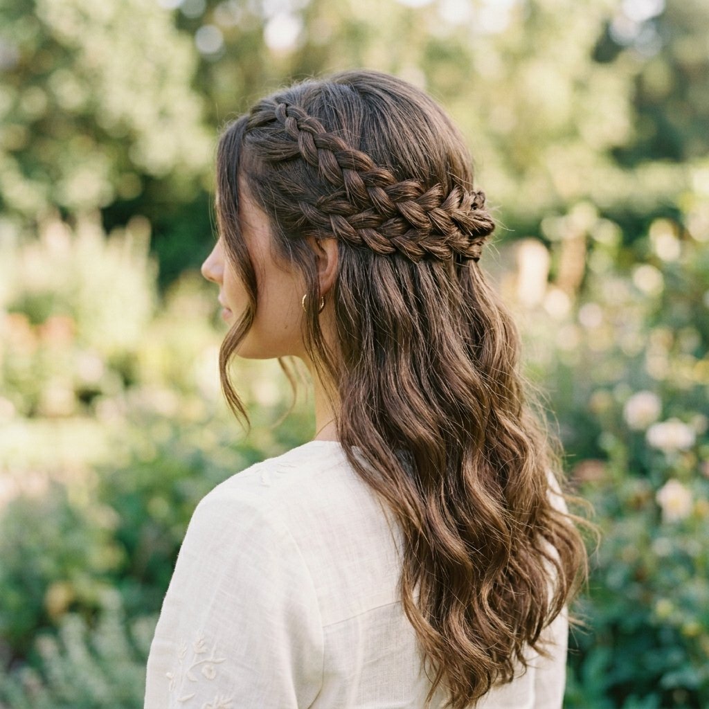 hairstyles half up half down with Braids