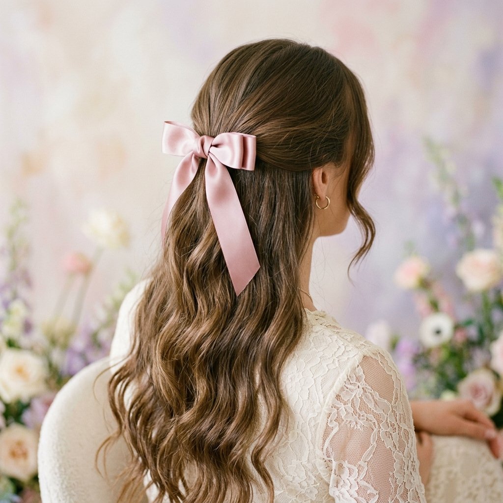 hairstyles half up half down with Ribbon