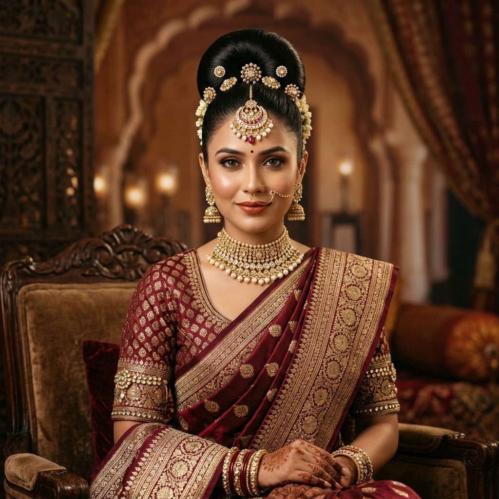 High Bun Hairstyles for Saree