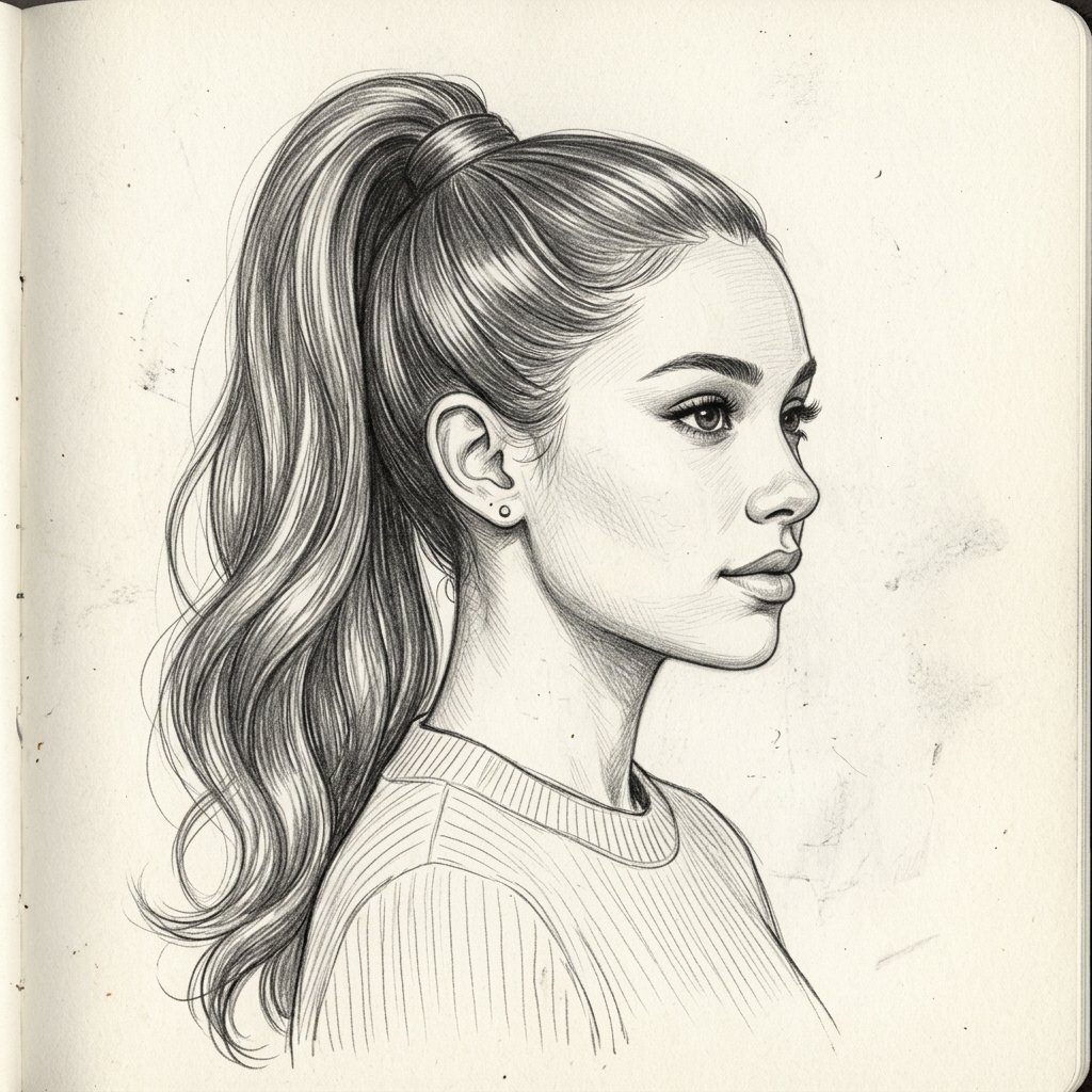 Ponytail Hairstyles Drawing Ideas