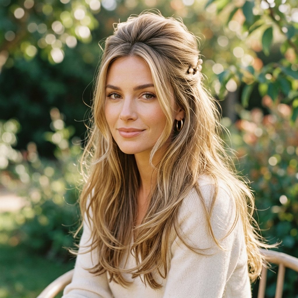 hairstyles half up half down with Layers