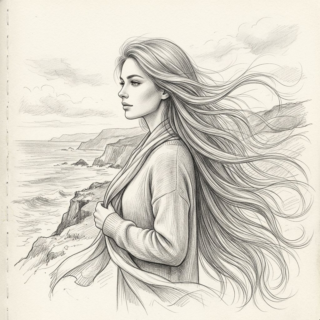 Long Flowing Hair Drawing Ideas