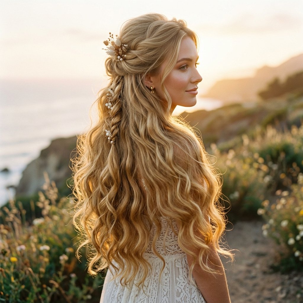 hairstyles half up half down for Long Hair