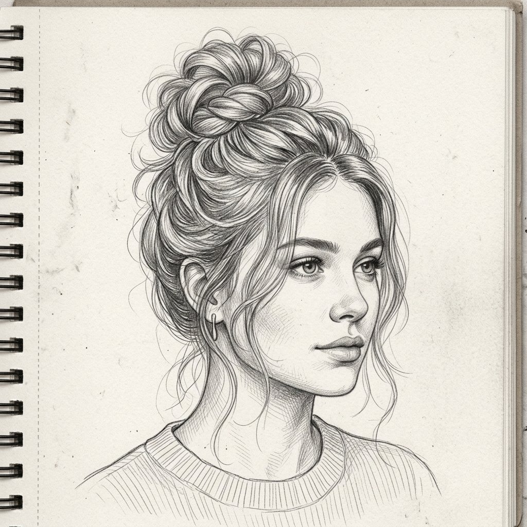 Bun Hairstyles Drawing Ideas