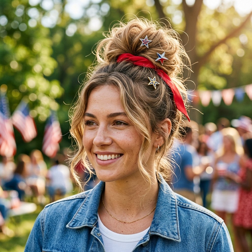 Patriotic Messy 4th of july hairstyles