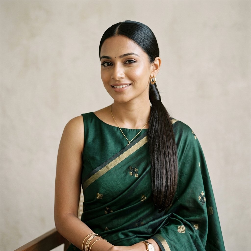 Ponytail Hairstyles for Saree