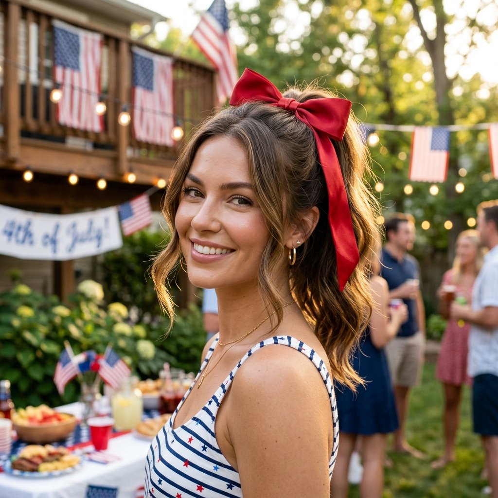 4th of July Hairstyles with Ribbons and Bows