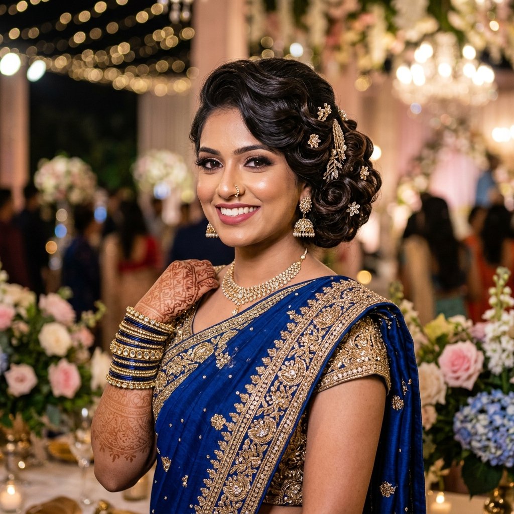 Reception Hairstyle for Saree