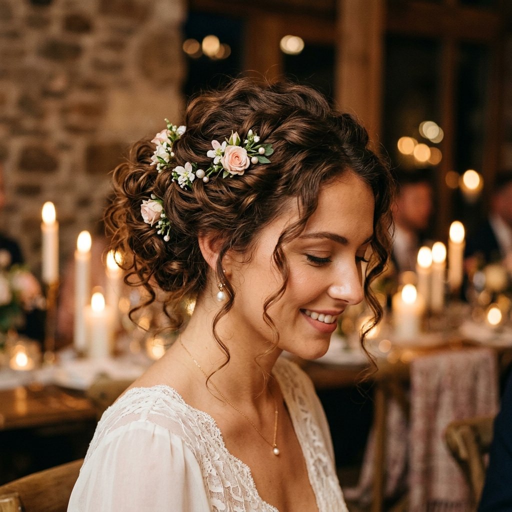 Romantic Curly Updo Hairstyles with Curled Hair