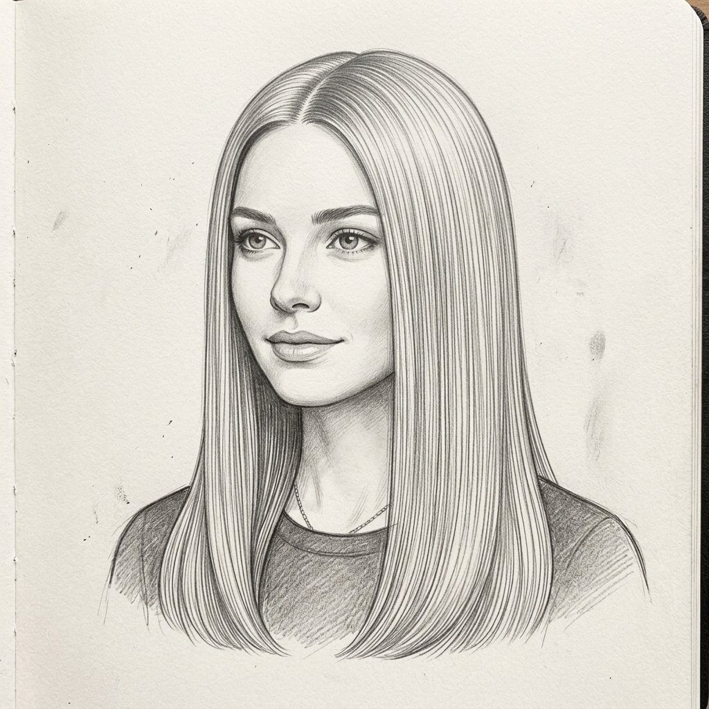 Straight Hair Drawing Ideas