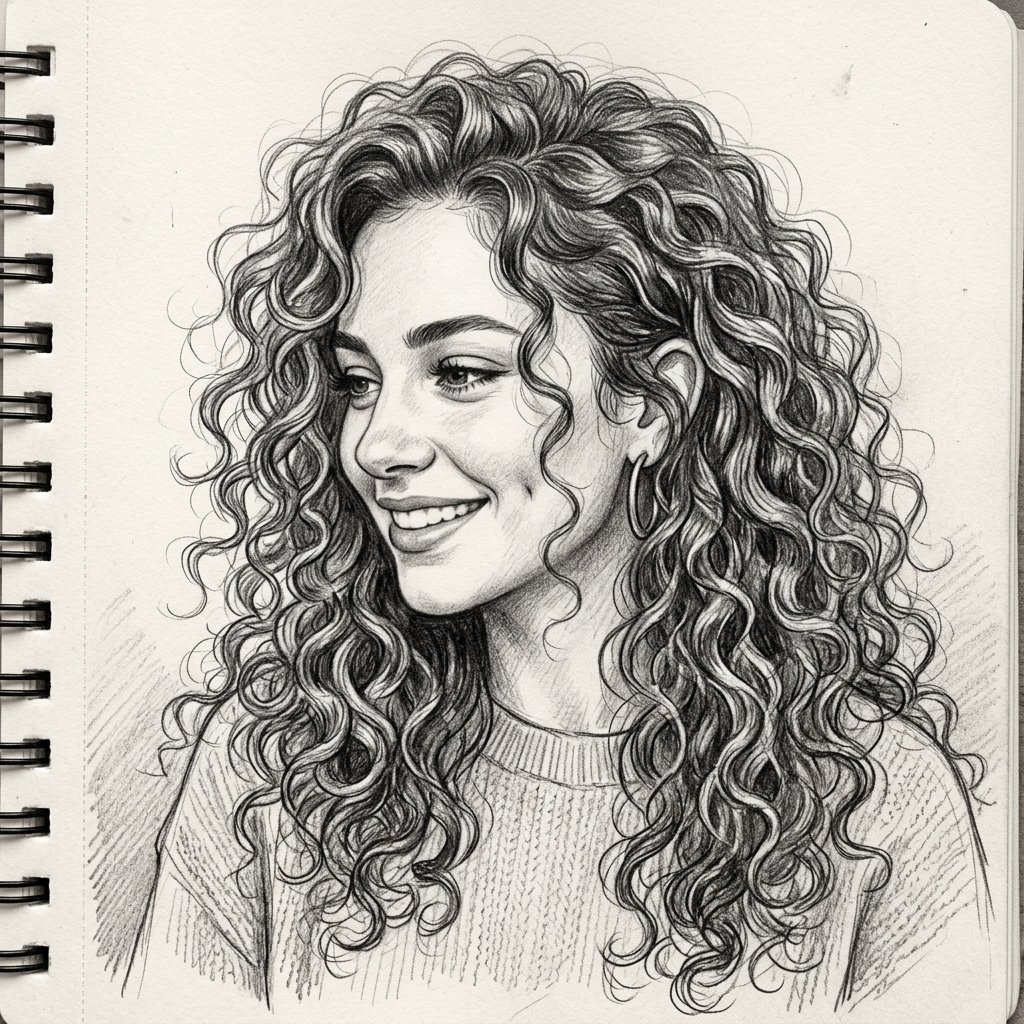 Curly Hair Drawing Ideas