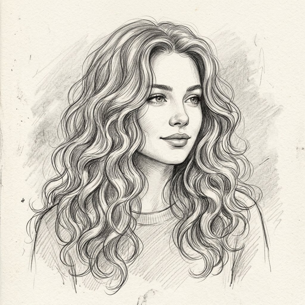 Wavy Hair Drawing Ideas