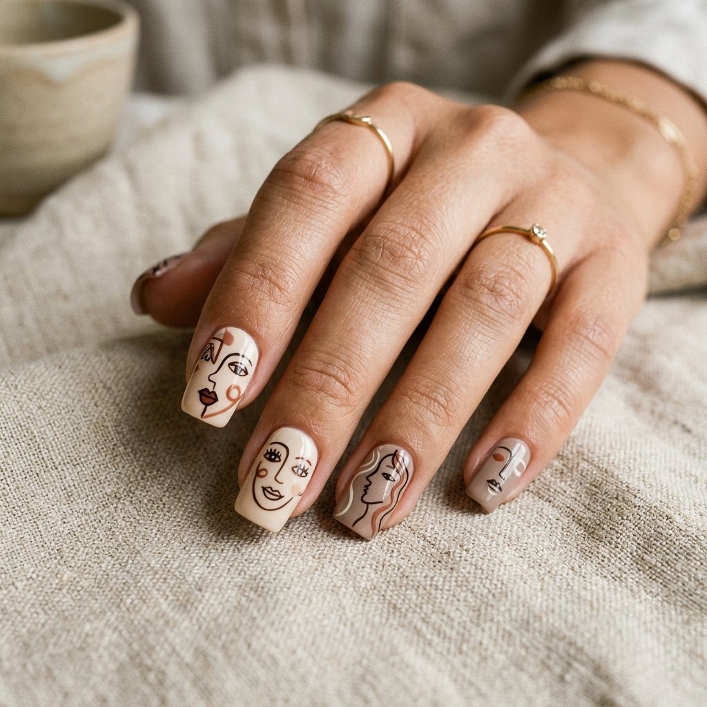 Abstract Face Nail Art Ideas