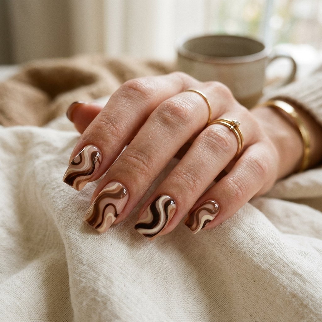 Abstract Swirl September Nails Art Ideas