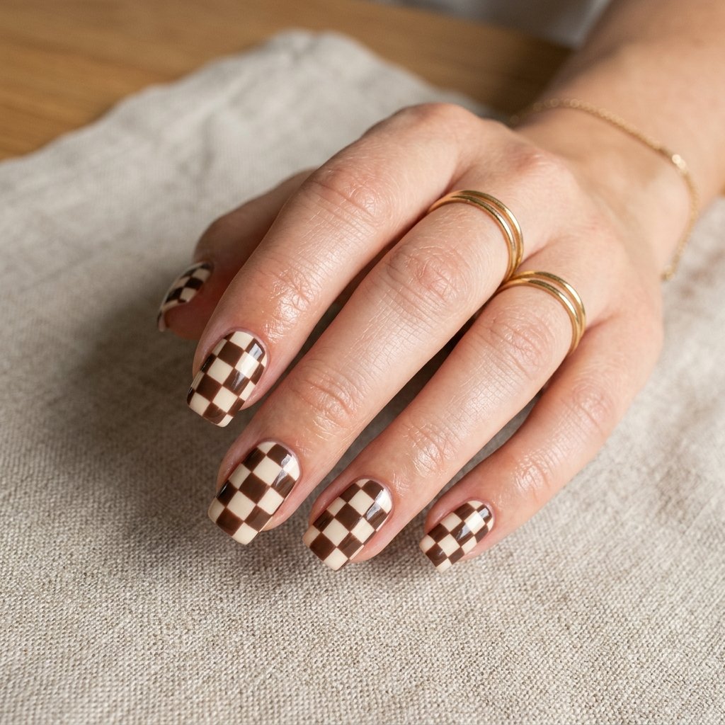 Checkerboard Pattern Nail Art Ideas