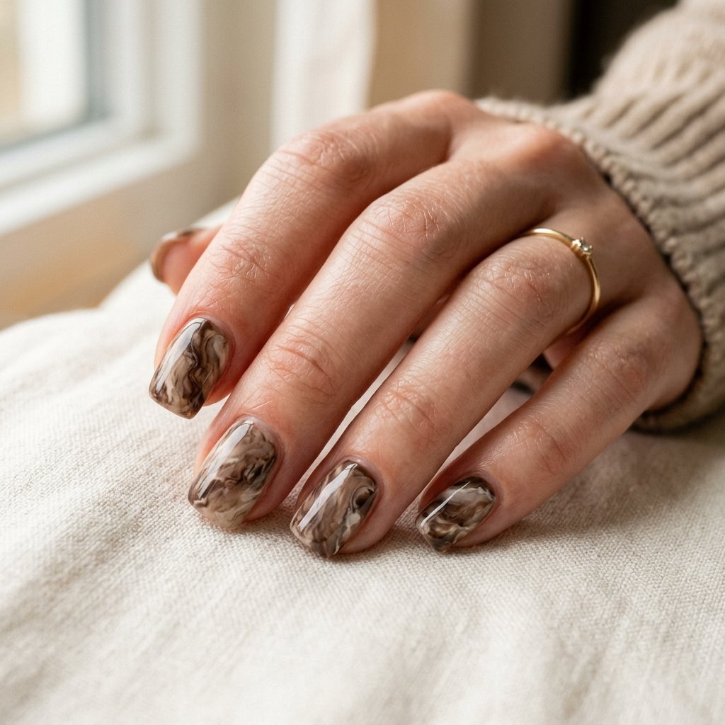 Marble Effect September Nails Art Ideas