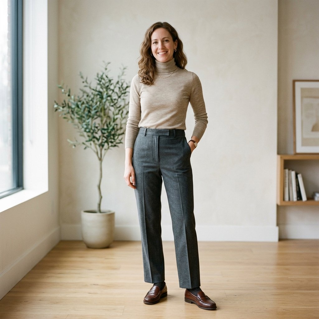 Wool Trousers and Knit Top Ideas