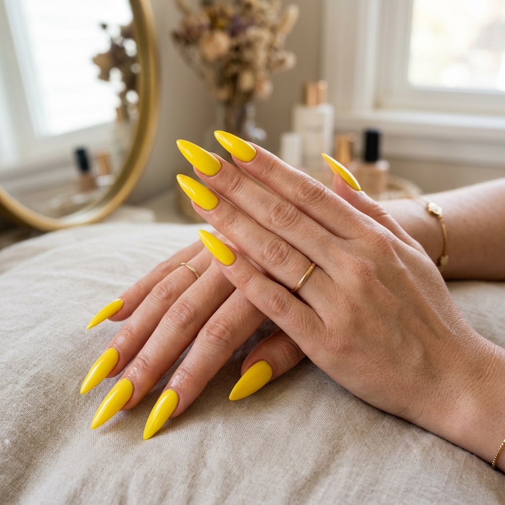 30 Nails Yellow Ideas: The Ultimate Guide to Sunshine Inspired Nail Art 31 Yellow Stiletto Nails