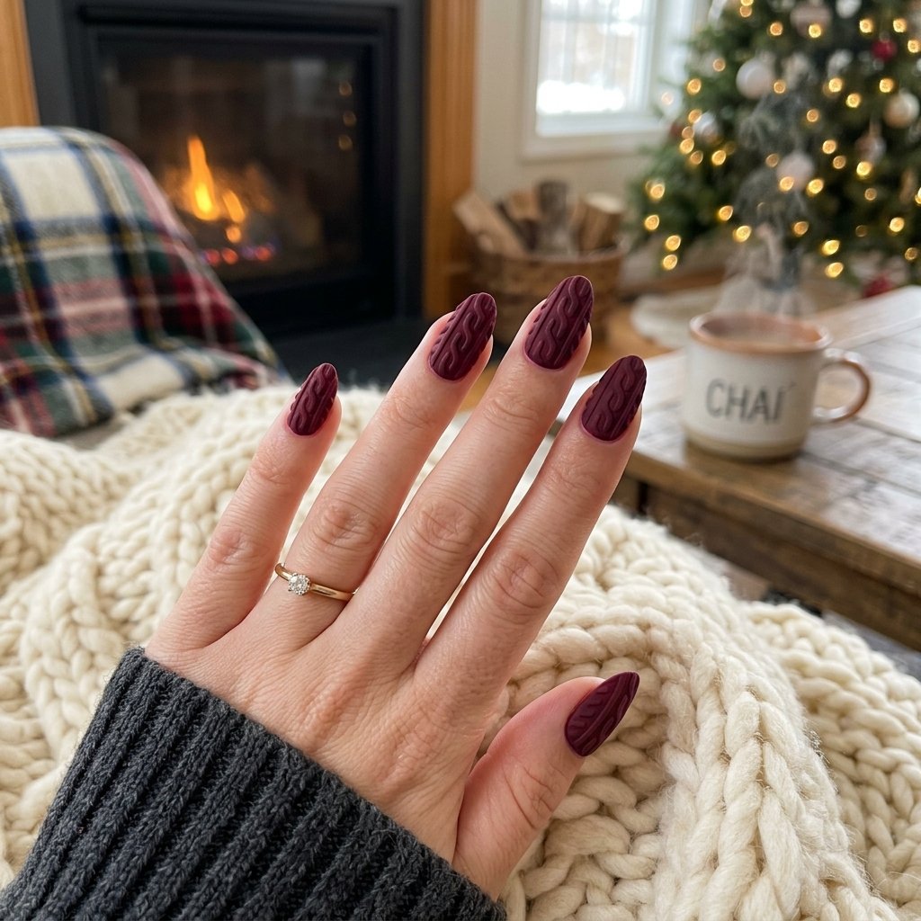 Cozy Sweater Texture Nails Ideas