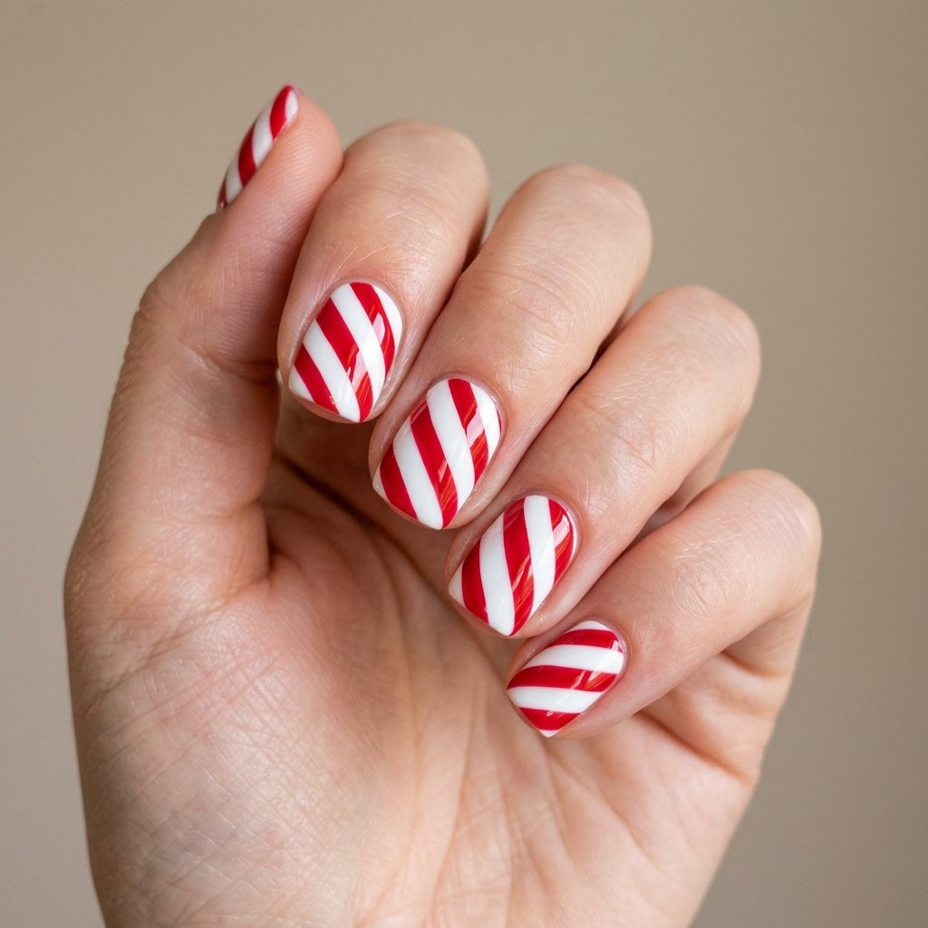 32 Christmas Nail Art Ideas That'll Steal the Holiday Spotlight 5 Candy Cane Nail Idea