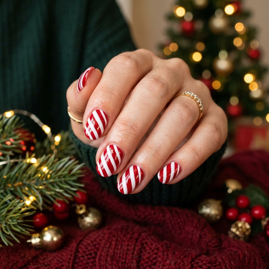 Candy Cane Stripe Nails Ideas