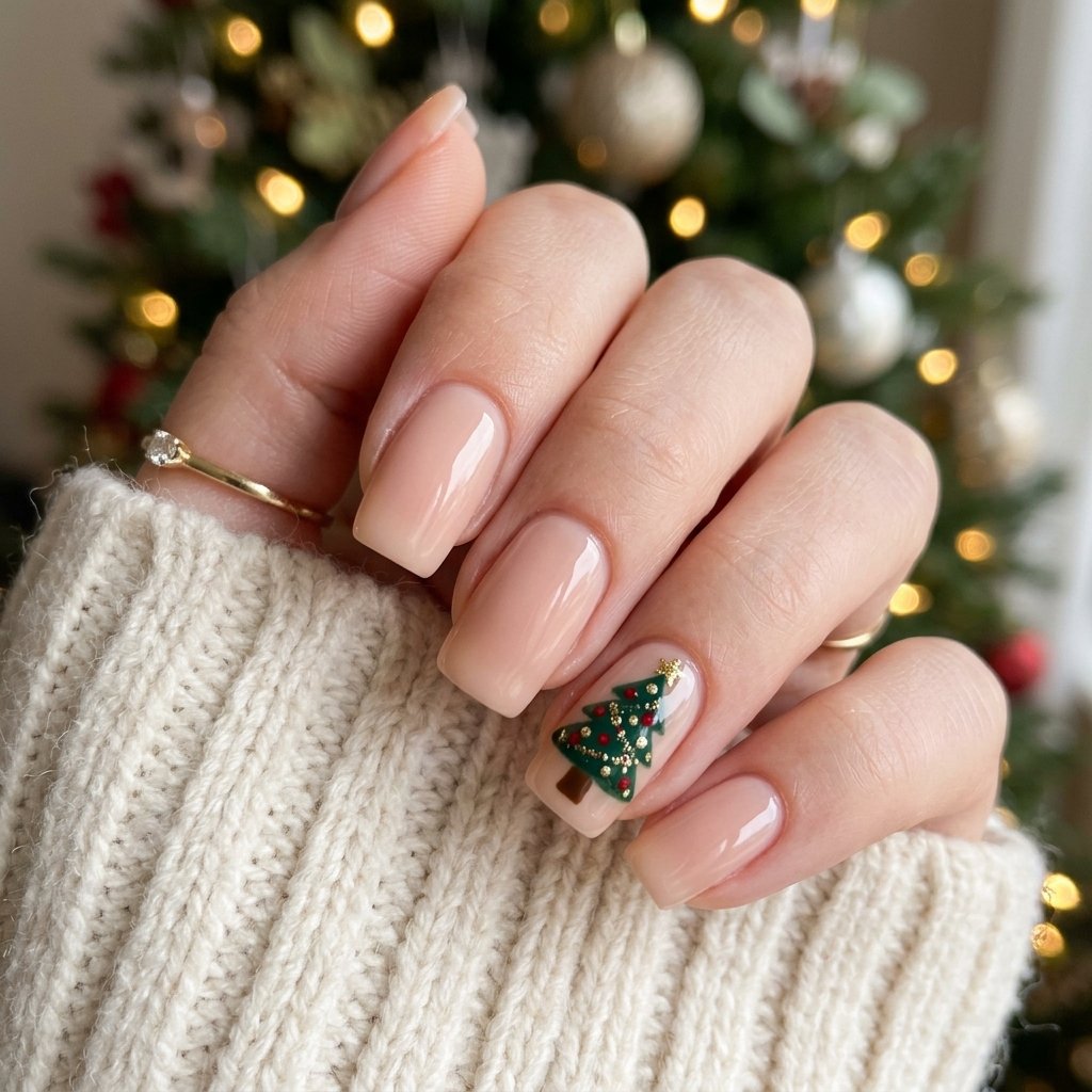 32 Christmas Nail Art Ideas That'll Steal the Holiday Spotlight 4 Christmas Tree Nail Idea