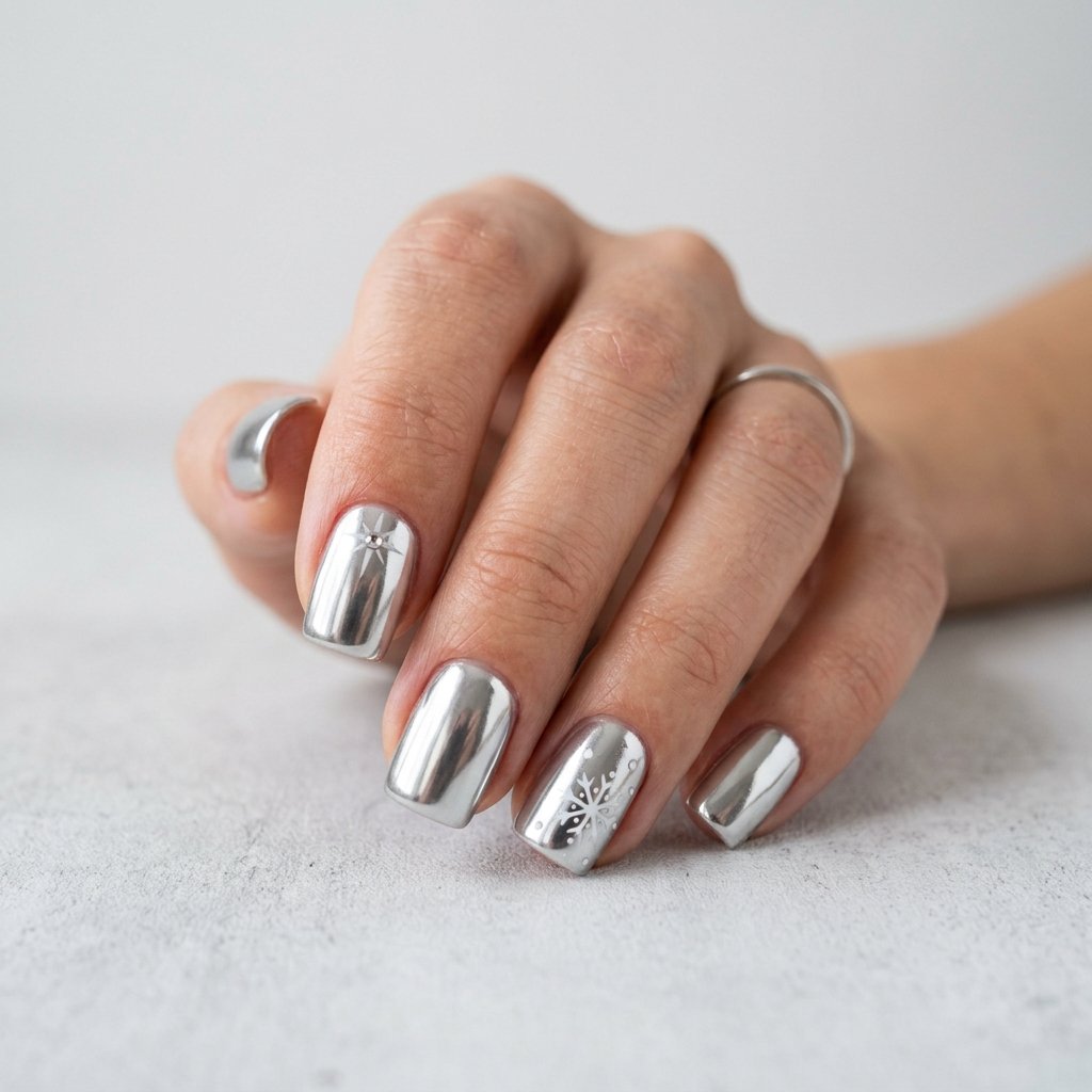 32 Christmas Nail Art Ideas That'll Steal the Holiday Spotlight 10 Chrome Holiday Nail Idea